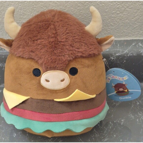 Squishmallows Dunkie the Buffalo Burger 8 inch Soft Plush New - Picture 1 of 4